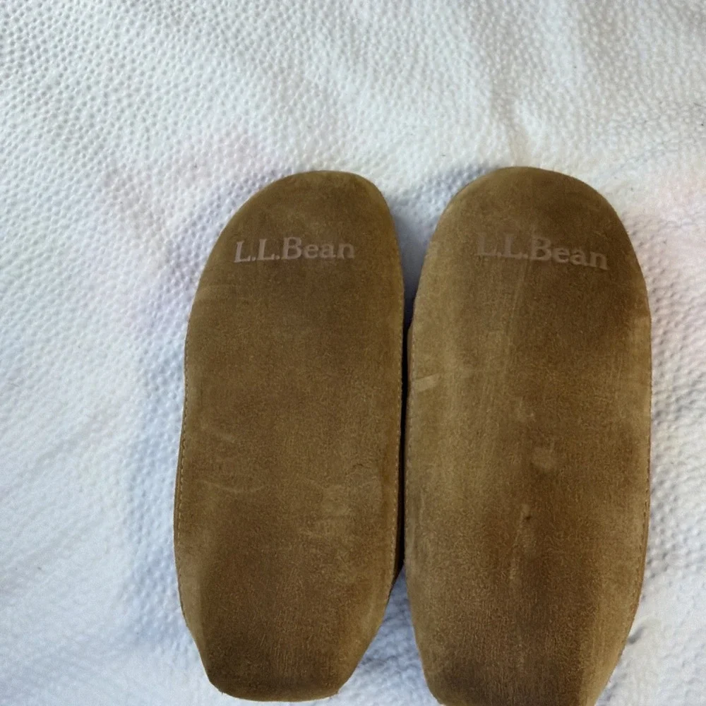 LL Bean Kid's Brown Suede Wicked Good Shearling Line Moccasin Slippers Size 3
